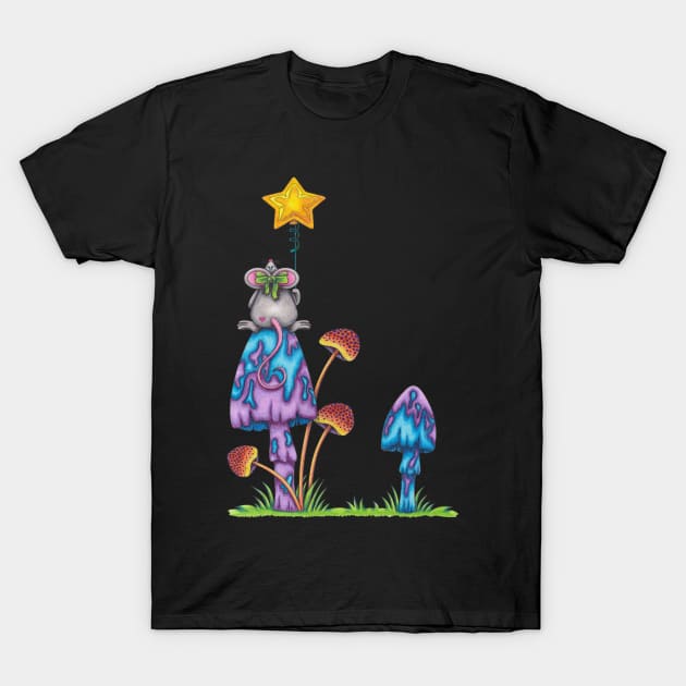 Miss Mouse on a Mushroom T-Shirt by TJWArtisticCreations